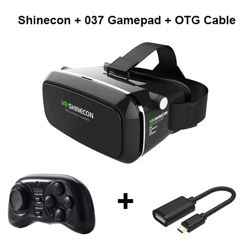Original VR Shinecon Pro Goggles Virtual Reality Mobile VR 3D Glasses Headset BOX Cardboard Helmet for 4-6' Smartphone + Control