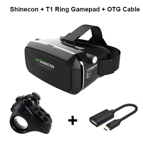 Original VR Shinecon Pro Goggles Virtual Reality Mobile VR 3D Glasses Headset BOX Cardboard Helmet for 4-6' Smartphone + Control