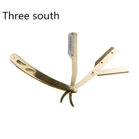 Three south Gold folding hand razor single copper handle razor SHAVING RAZOR barber tools hair Knives folding blades