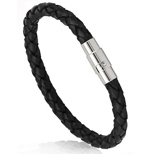 2017 New Fashion Men Black Leather Bracelet Friendship Bracelets & Bangles Pulseras Hombre Punk Men Jewelry Gift SL1762