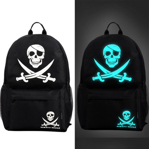 Senkey style Fashion Noctilucent Men's Backpack Anime Luminous Teenagers Men Women's Student Cartoon School Bags Casual Backpack