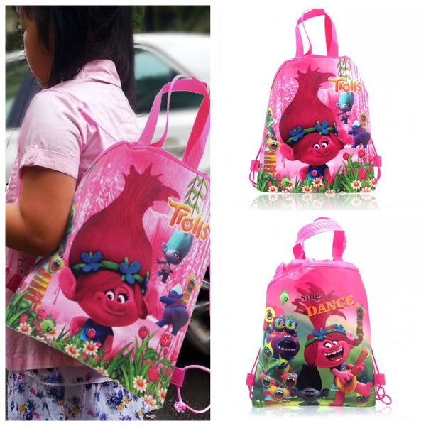 1PCS Trolls Children Cartoon Drawstring Backpacks School Shopping Bags 34*27CM Non Woven Fabrics Kids Birthday Party Best Gift