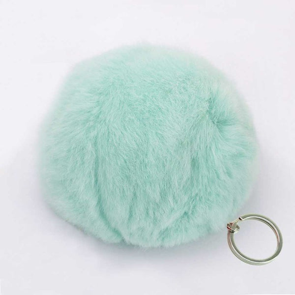 Fashion Artificial faux BIG Fur PomPom keychain leather Bag Ball natural rabbit fur keychain pom pom Lovely Fluffy Key Chain