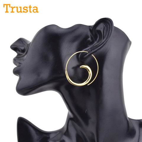 Trusta 1Pair Fashion New Gold /Silver Tone Earring 1.6"X1.6" Hoop Stud Girls Lady ZZN wholesale price lots