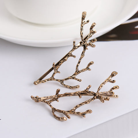 1 Pair Fashion Women Hairpins Vintage Metal Tree Branches hair clips girl barrette hair accessories High Quality