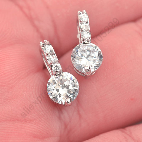 PATICO Elegant Wedding Engagment Woman Lady Stud Earring,Pure 925 Sterling Silver AAA CZ Zircon Crystal Jewelry For Bridal