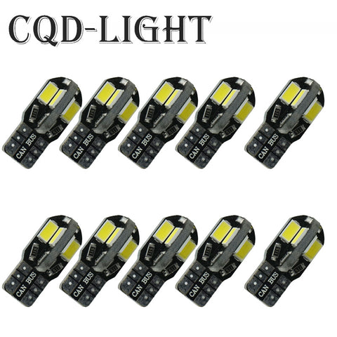 CQD-Light 10PCS Canbus T10 8smd 5630 5730 LED car Light Canbus NO OBC ERROR T10 W5W 194 SMD Led Bulb