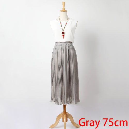 GAREMAY Women Long Chiffon Skirts Summer Pleated Black White Skirt School Faldas Largas Maxi Saia Bohemian Skirt For Women 3019