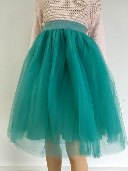 New Women Chiffon Tulle Skirt White Faldas High Waist Midi Calf Chiffon Plus Size Grunge Jupe Female Tutu Skirts