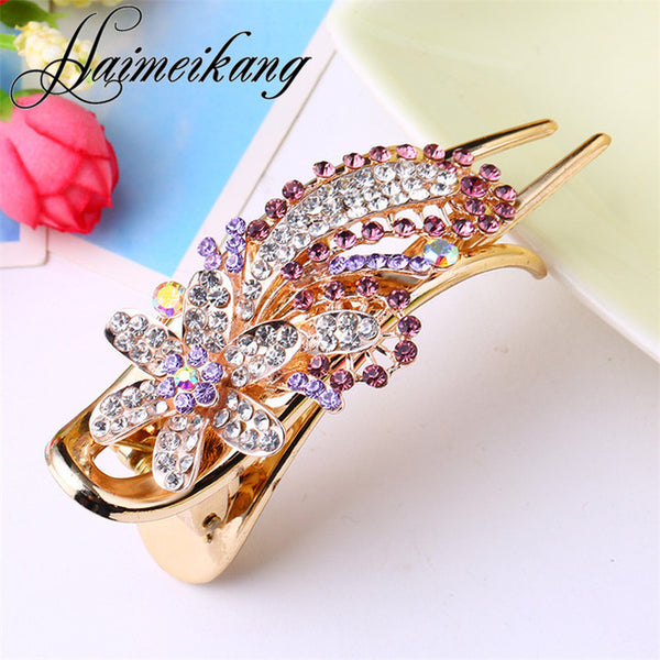 haimeikang Hairpin Claws spring Alloy Rhinestone Hair Clips  Hair Ornament Bride Hair Accessories  Wedding Gum Hair Female 1pcs