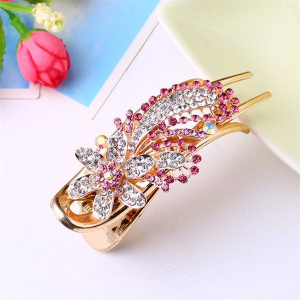 haimeikang Hairpin Claws spring Alloy Rhinestone Hair Clips  Hair Ornament Bride Hair Accessories  Wedding Gum Hair Female 1pcs