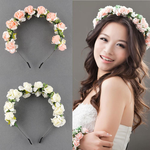 Stylish Women Girls Floral Headband Bohemia HairBand Flower Garland Wedding Prom Head wrap Hair Accessories Gift 2017 NewArrival