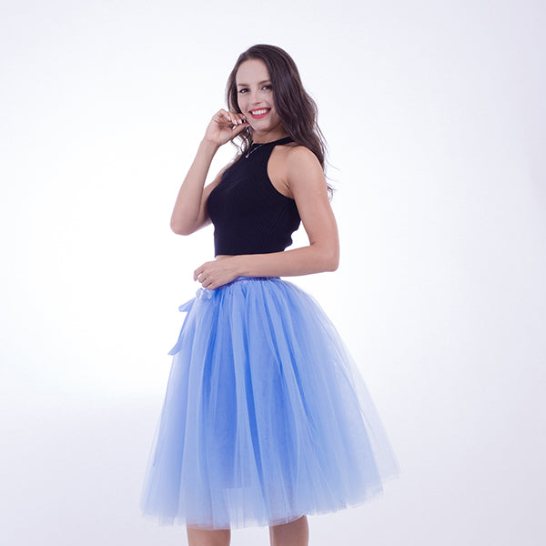 Custom-made Midi Tulle Skirt American Apparel Tutu Skirts Womens Petticoat Elastic Belt 2017 Summer faldas saia jupe BSQ002