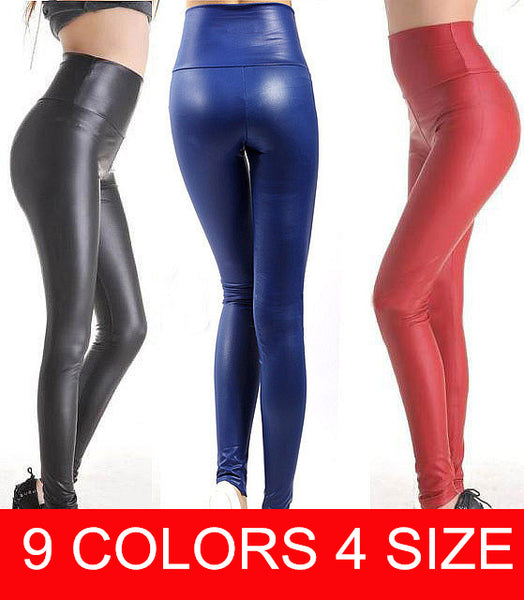 Free shipping 2017 New Fashion women's Sexy Skinny Faux Leather High Waist Leggings Pants XS/S/M/L/XL 12 colors