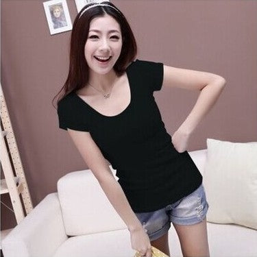 Fashion S-XXL Summer Casual T Shirt Women Tops Fashion Slim White Black Rose Red Female Short-Sleeve t- shirt 2015 New 3.14-1