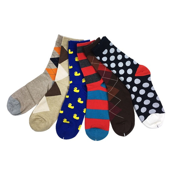 Match-Up Men's colorful combed cotton socks wedding gift socks (6pairs/lot )