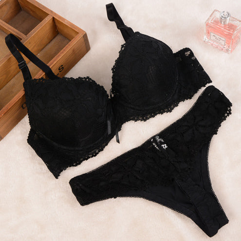 [Cheap]New 2016 Lace Embroidery Bra Set Women Plus Size Push Up Underwear Set Bra and Panty Set 32 34 36 38 ABC Cup For Female