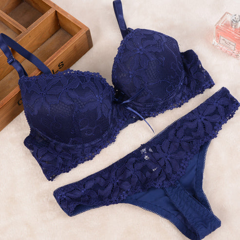 [Cheap]New 2016 Lace Embroidery Bra Set Women Plus Size Push Up Underwear Set Bra and Panty Set 32 34 36 38 ABC Cup For Female