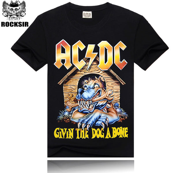 [Men bone] paragraph 9 cartoon rock crime men t-shirts AC DC hip hop fashion heavy metal t shirt