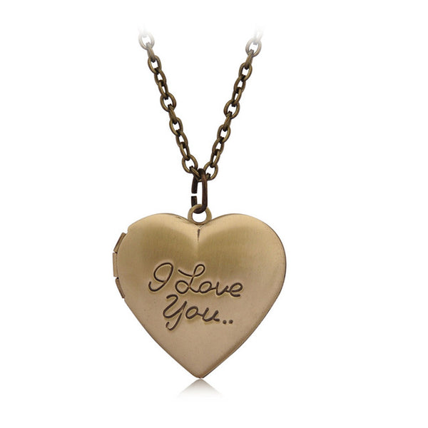 "I love you" Carved 6 Colors DIY Love Heart Secret Message Locket Necklace Pendant Vintage Gift For Lover Couples Custom Message