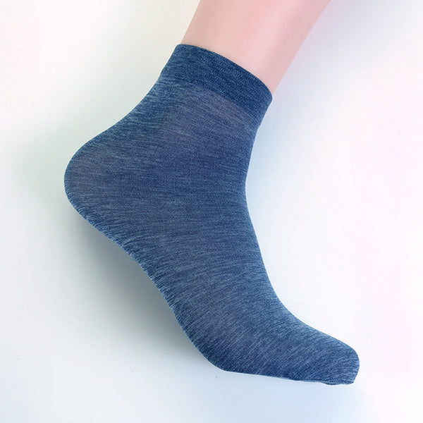 5 Pair High Quality Men Velvet Socks Summer Thin Silk High Elastic Nylon Low Price Cool Feeling Solid Color Breathable Socks