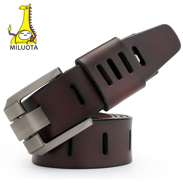 [MILUOTA] Designer Belts Men High Quality Genuine Leather Belt for Men Luxury Ceinture Homme Military Style 130CM MU012