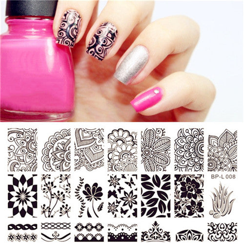 Various Flower Pattern Rectangle Nail Stamp Image Plate BORN PRETTY Floral Design Stamping Template