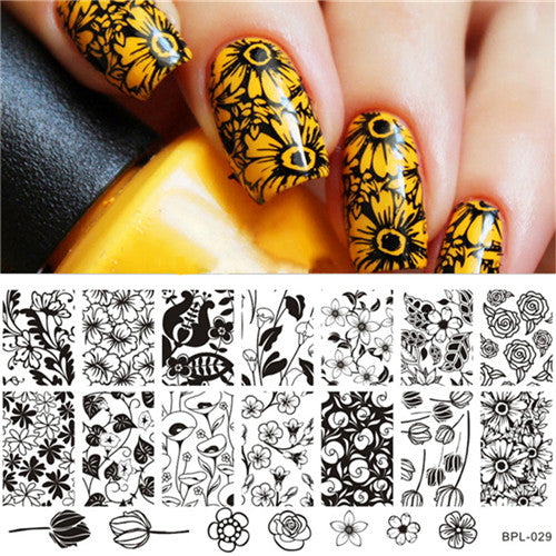 Various Flower Pattern Rectangle Nail Stamp Image Plate BORN PRETTY Floral Design Stamping Template