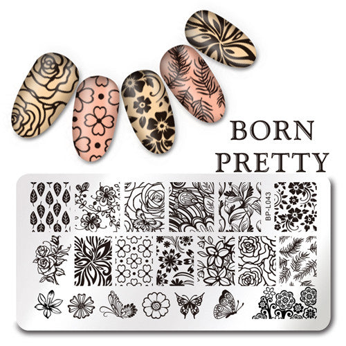 Various Flower Pattern Rectangle Nail Stamp Image Plate BORN PRETTY Floral Design Stamping Template