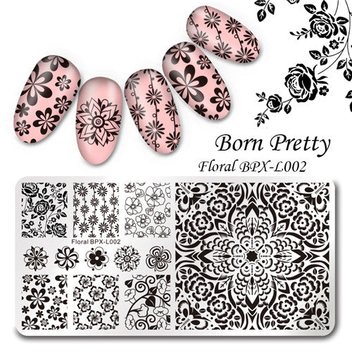 Various Flower Pattern Rectangle Nail Stamp Image Plate BORN PRETTY Floral Design Stamping Template