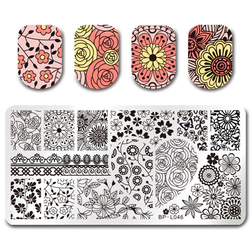 Various Flower Pattern Rectangle Nail Stamp Image Plate BORN PRETTY Floral Design Stamping Template