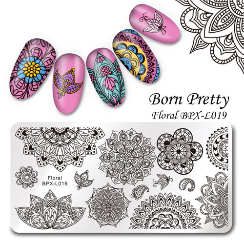 Various Flower Pattern Rectangle Nail Stamp Image Plate BORN PRETTY Floral Design Stamping Template