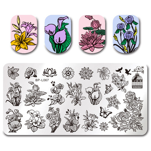 Various Flower Pattern Rectangle Nail Stamp Image Plate BORN PRETTY Floral Design Stamping Template