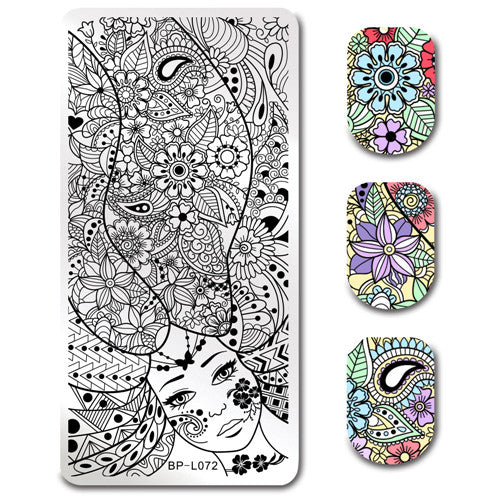 Various Flower Pattern Rectangle Nail Stamp Image Plate BORN PRETTY Floral Design Stamping Template