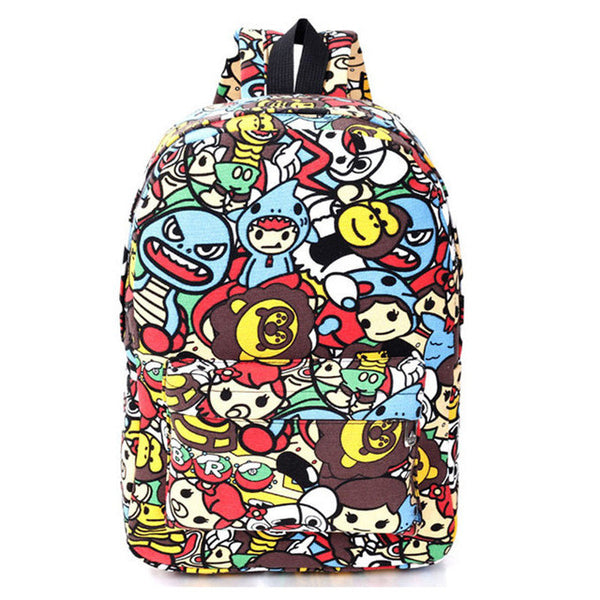 Graffiti Canvas Backpack Students School Bag For Teenage Girls Boys Backpacks Street Bags Cartoon Printing Rucksack Cool XA1065C