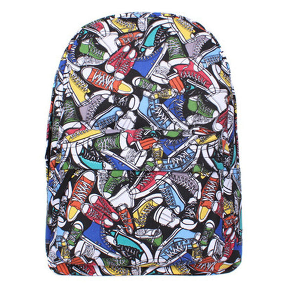 Graffiti Canvas Backpack Students School Bag For Teenage Girls Boys Backpacks Street Bags Cartoon Printing Rucksack Cool XA1065C
