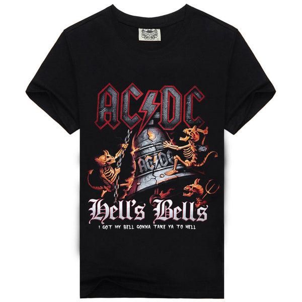 [Rocksir] print men's t-shirts 2016 Fashion AC DC rock band tanks Tee Cool black t shirt personality t shirt for Mens brand tops