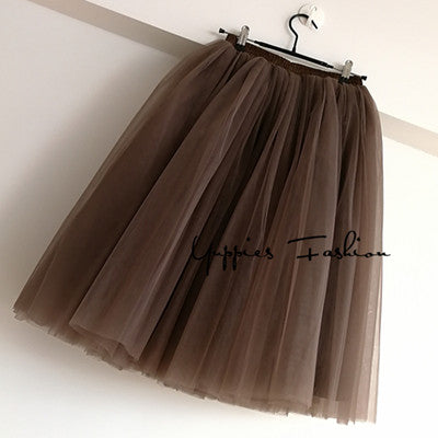 7 Layers Midi Tulle Skirts Womens Fashion TUTU Skirt Elegant Wedding Bridal Bridesmaid Skirt Wedding Lolita Underskirt Petticoat