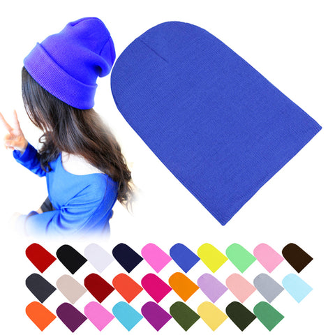 Winter Warm Hats Unisex Knitting Women Men Wool Fluorescence Color Tabby Solid Elastic Beanie Hedging Hat
