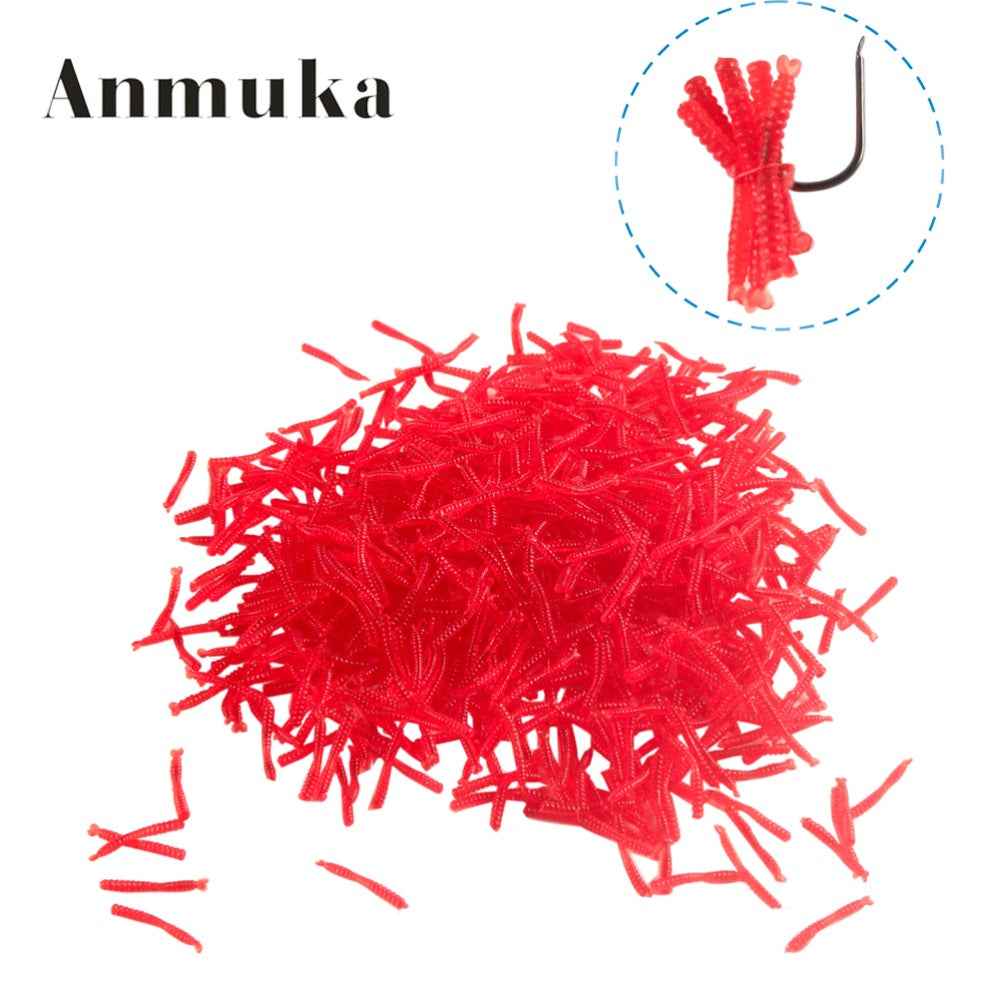 Anmuka hot-selling 200pcs Smell red worm lures 2cm soft bait carp fishing lure set artificial fishing tackle FREESHIPPING
