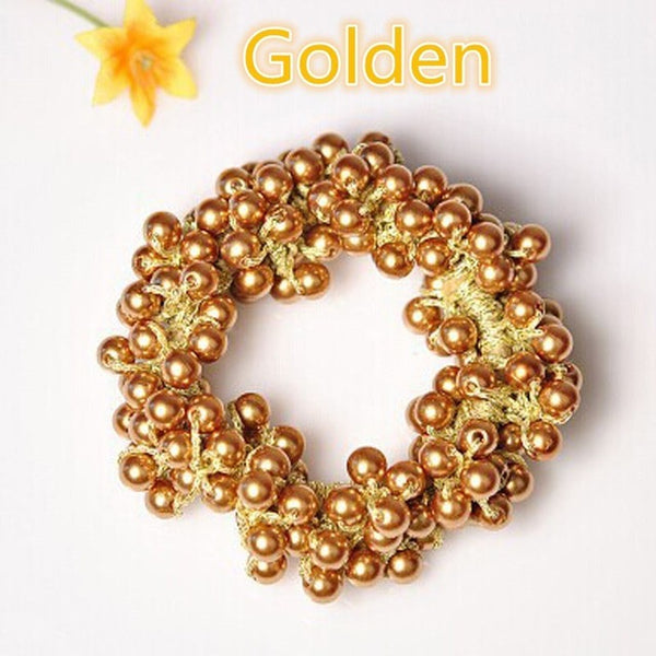 Fashion Women Hair Accessories Circle Pearls Beads Headbands Gum for hair Scrunchie Ponytail Hair Elastic