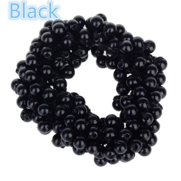 Fashion Women Hair Accessories Circle Pearls Beads Headbands Gum for hair Scrunchie Ponytail Hair Elastic