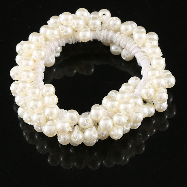 Fashion Women Hair Accessories Circle Pearls Beads Headbands Gum for hair Scrunchie Ponytail Hair Elastic