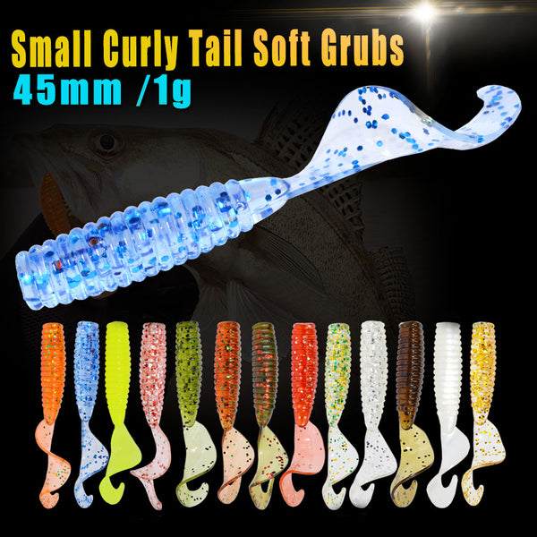 24pcs/lot Afishlure 45mm 1.2g curly tail grub artificial Panfish Crappie Bream Trout crankbait soft bait fishing lure