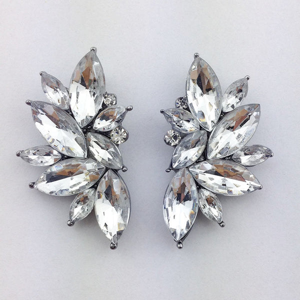 2016 Trendy Angel Wing Design Opal Stone Stud Earrings Women Elegant Crystal Earrings Christmas Gift Jewelry