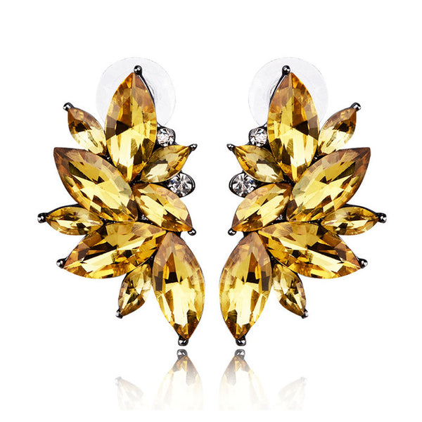 2016 Trendy Angel Wing Design Opal Stone Stud Earrings Women Elegant Crystal Earrings Christmas Gift Jewelry