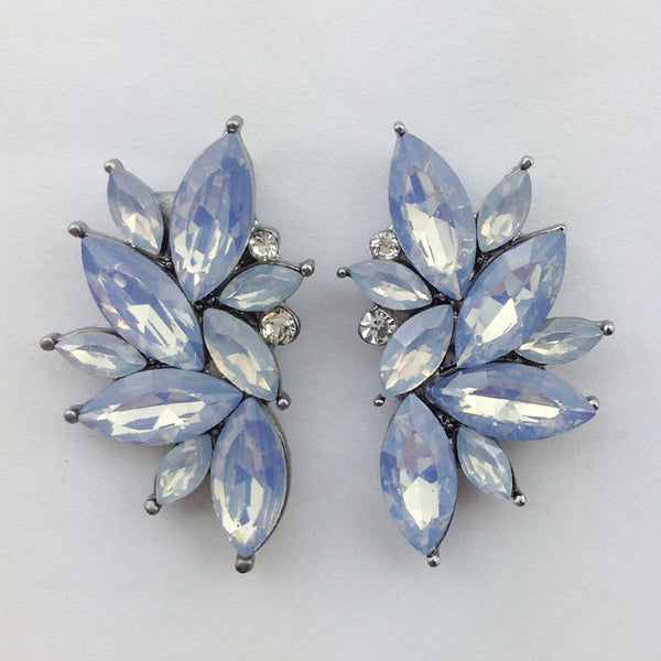 2016 Trendy Angel Wing Design Opal Stone Stud Earrings Women Elegant Crystal Earrings Christmas Gift Jewelry