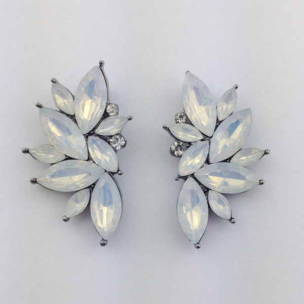 2016 Trendy Angel Wing Design Opal Stone Stud Earrings Women Elegant Crystal Earrings Christmas Gift Jewelry