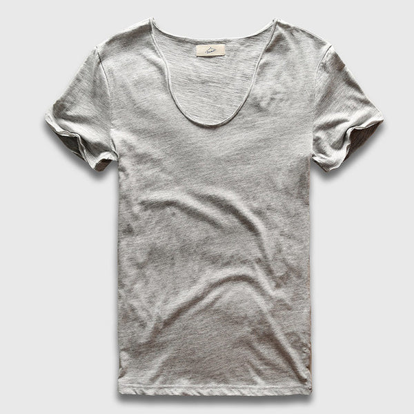 Men Basic T-Shirt Solid Cotton V Neck Slim Fit Male Fashion T Shirts Short Sleeve Top Tees 2017 Brand