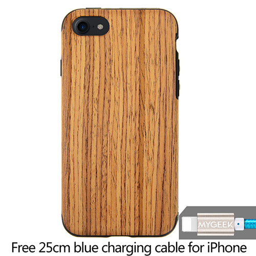 MyGeek Wood Cover Luxury Mobile Phone Case for iphone 5 5s 6 6s 7 plus phone Case with 1 pcs Cable Free